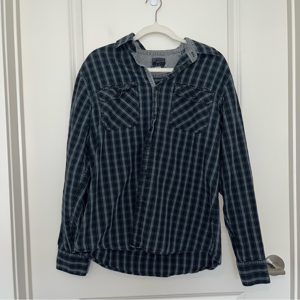 Converse One Star Plaid Botton Down Flannel Shirt